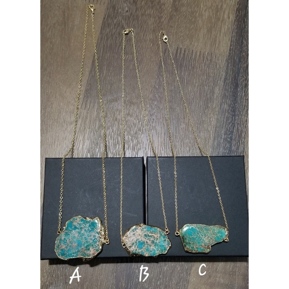 🆕️ Raw Jasper Sea Sediment Blue 18K gold Necklace - Picture 5 of 5